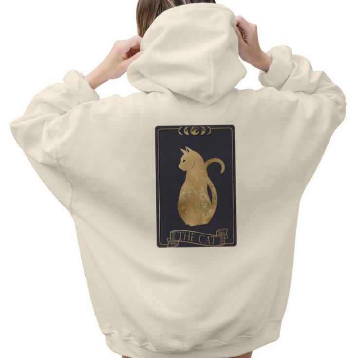 Tarrot Card Misterious The Cat Card Design Aesthetic Words Graphic Back Print Hoodie Gift For Teen Girls