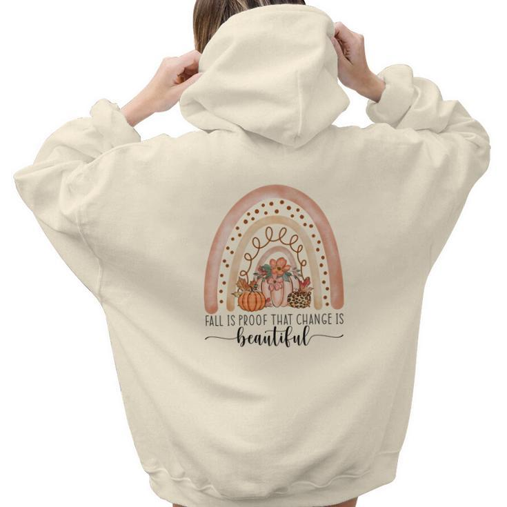Vintage Autumn Fall Is Proof That Change Is Beautiful Aesthetic Words Graphic Back Print Hoodie Gift For Teen Girls