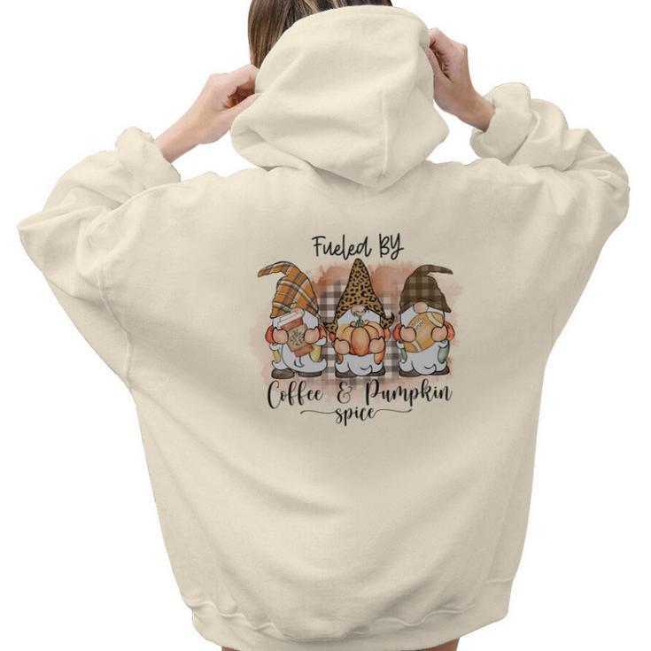 Vintage Autumn Fueled By Coffee _ Pumpkin Spice Aesthetic Words Graphic Back Print Hoodie Gift For Teen Girls