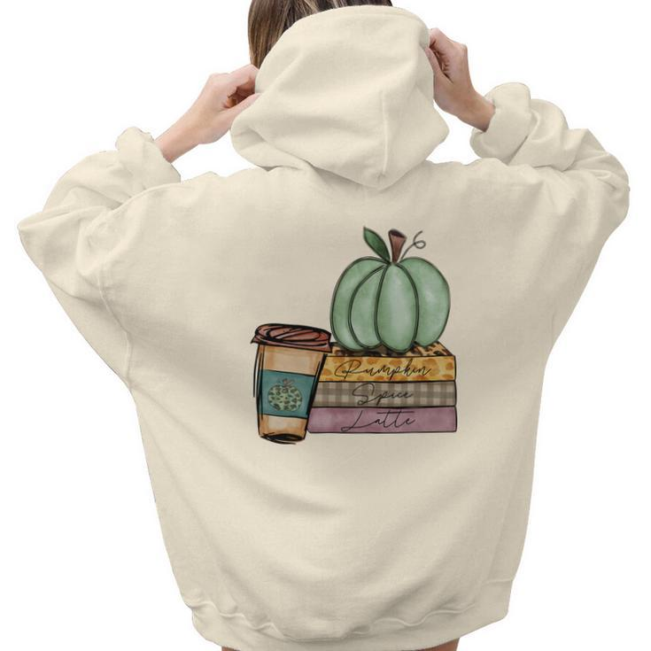 Vintage Autumn Pumpkin Spice Latte Aesthetic Words Graphic Back Print Hoodie Gift For Teen Girls