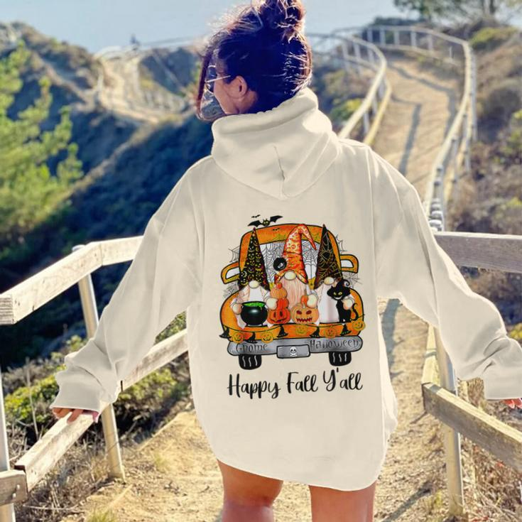 Gnome Witch Halloween Pumpkin Autumn Fall Happy Fall Yall Aesthetic Words Graphic Back Print Hoodie Gift For Teen Girls