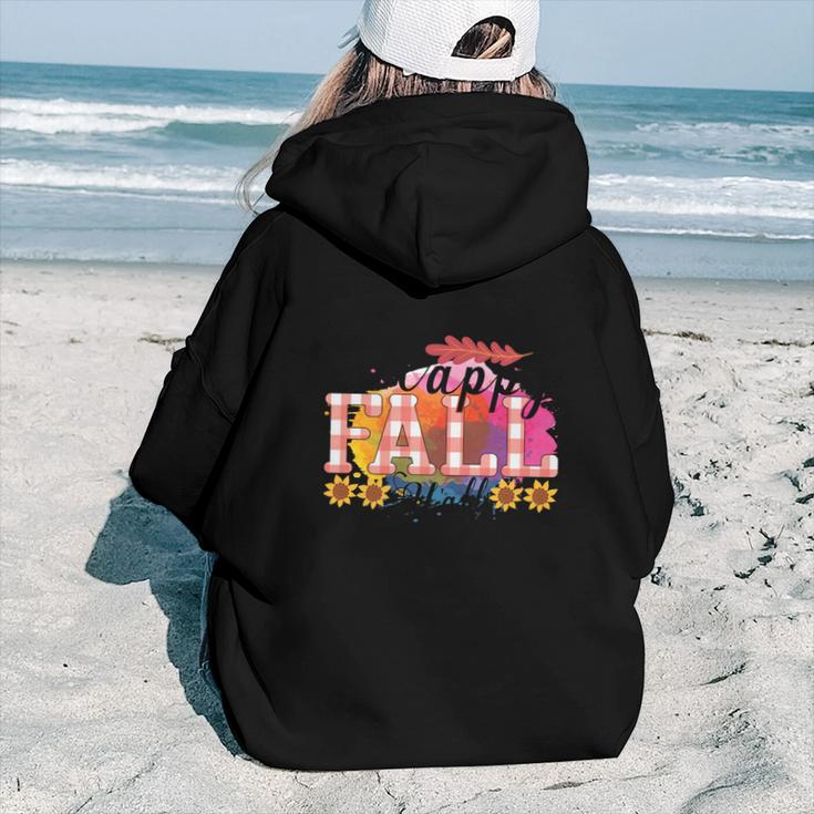 Happy Fall Yall Sunflowers Aesthetic Words Graphic Back Print Hoodie Gift For Teen Girls