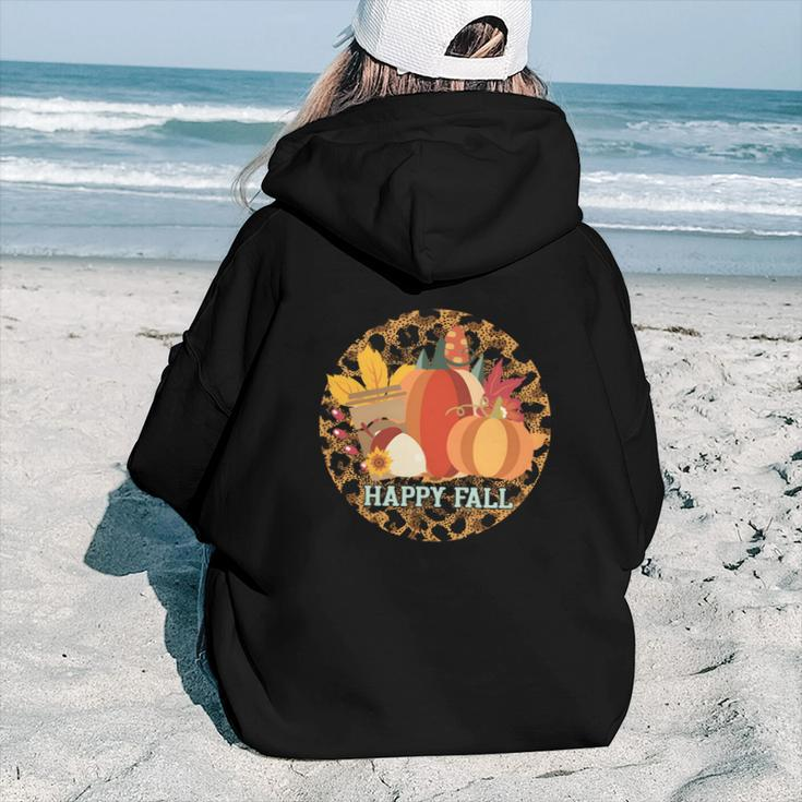 Happy Fall Circle Pumpkins Aesthetic Words Graphic Back Print Hoodie Gift For Teen Girls