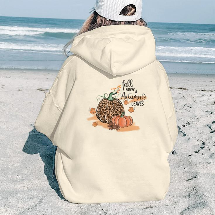 Cozy Autumn Fall Fall Breeze _ Autumn Leaves Aesthetic Words Graphic Back Print Hoodie Gift For Teen Girls