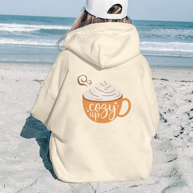 Fall Retro Cozy Up Thanksgiving Quotes Autumn Season Aesthetic Words Graphic Back Print Hoodie Gift For Teen Girls