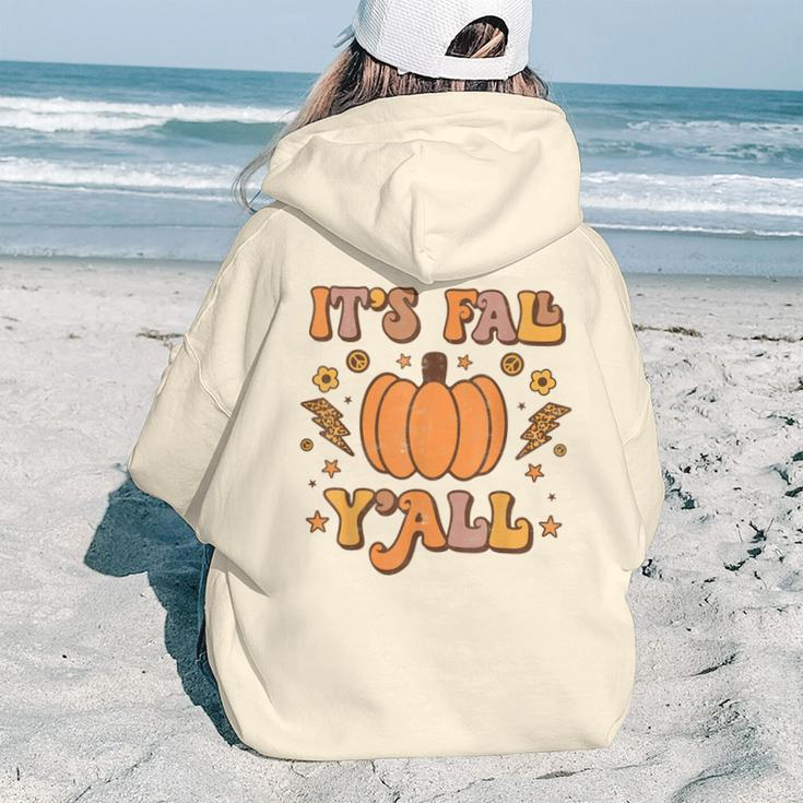 Its Fall Yall Pumpkin Spice Autumn Season Thanksgiving Hoodie Words Graphic Back Print Hoodie Gift For Teen Girls Women