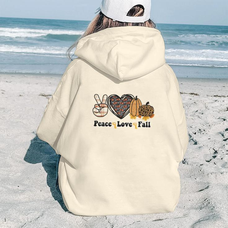 Peace Love Fall Pumpkin Heart Aesthetic Words Graphic Back Print Hoodie Gift For Teen Girls
