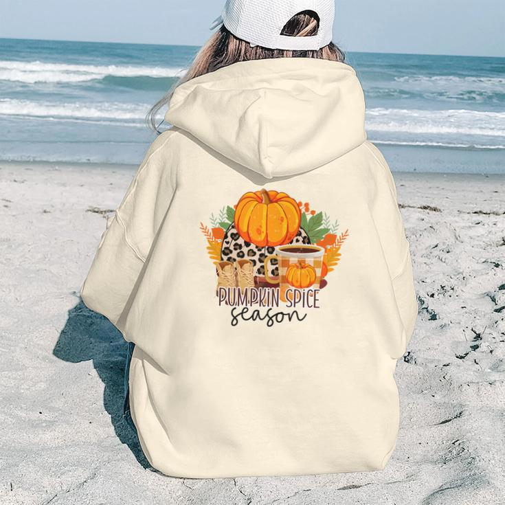 Pumpkin Spice Season Sweater Weather Fall Aesthetic Words Graphic Back Print Hoodie Gift For Teen Girls