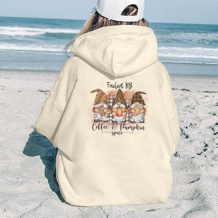 Vintage Autumn Fueled By Coffee _ Pumpkin Spice Aesthetic Words Graphic Back Print Hoodie Gift For Teen Girls
