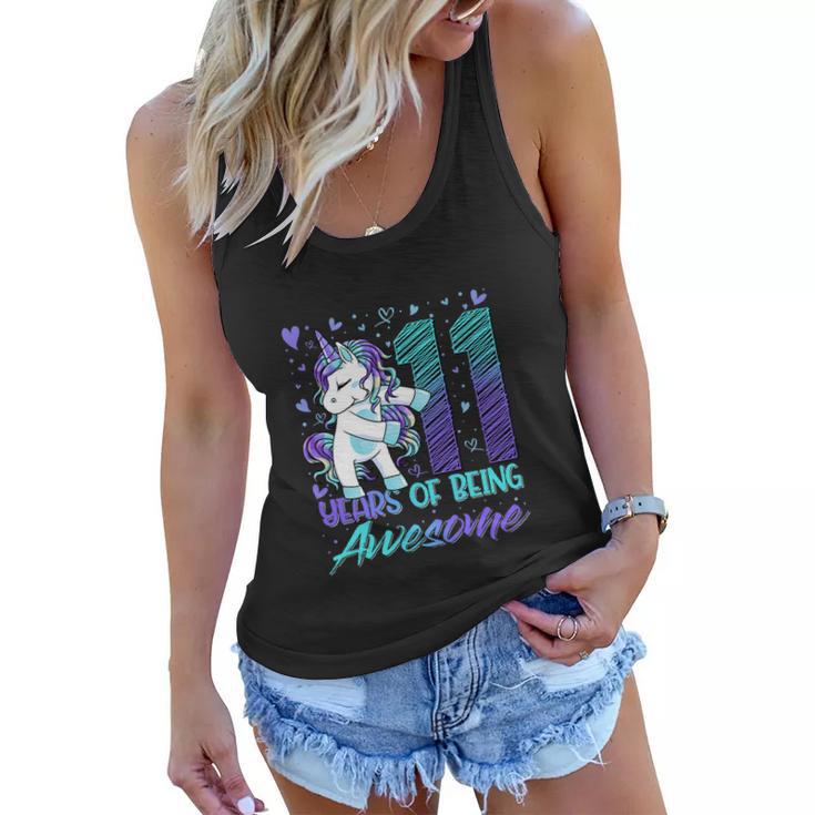 11Th Birthday 11 Year Old Girl Funny Flossing Unicorn Party Women Flowy Tank