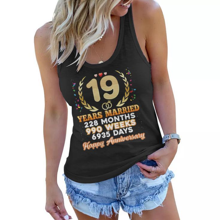 19 Years Married Happy 19Th Wedding Anniversary Couple Ring Women Flowy Tank