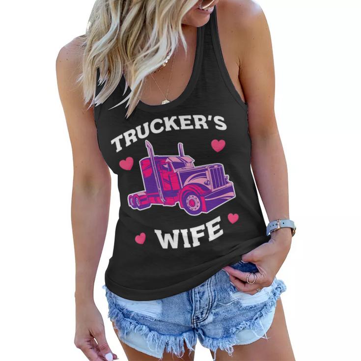 Trucker Truckers Wife Pink Truck Truck Driver Trucker Women Flowy Tank