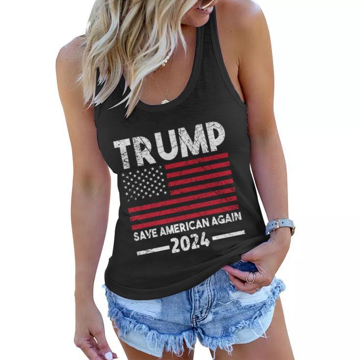 2024 Trump Save America Again Usa Flag Gift Women Flowy Tank