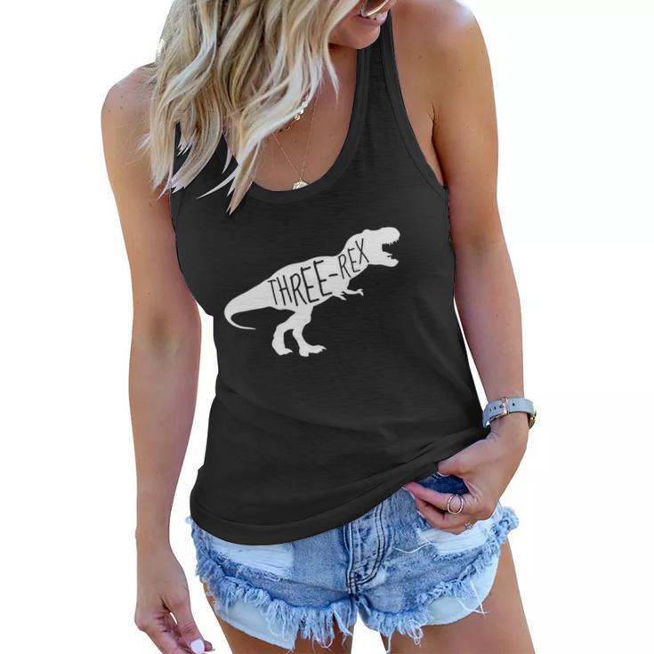 3 Year Old Birthday Girl Boy Funny Dinosaur Three Rex Women Flowy Tank