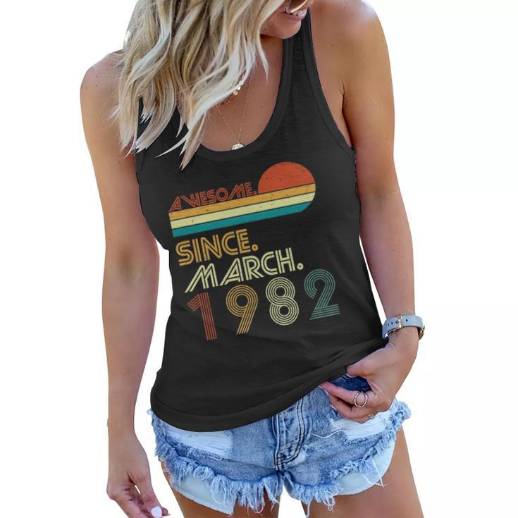 41St Birthday Vintage Awesome Since March 1982 41 Years Women Flowy Tank