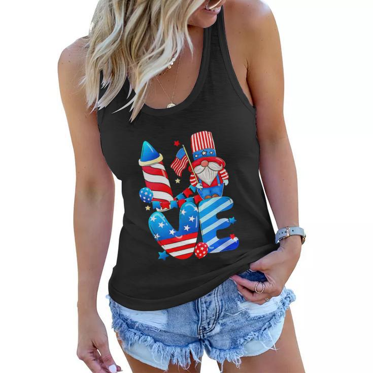 4Th Of July 2022 Patriotic Gnomes Funny Women Flowy Tank