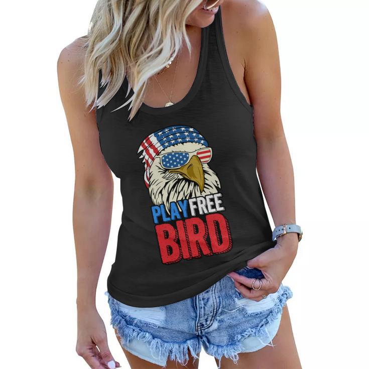 4Th Of July American Flag Bald Eagle Mullet Play Free Bird Gift Women Flowy Tank