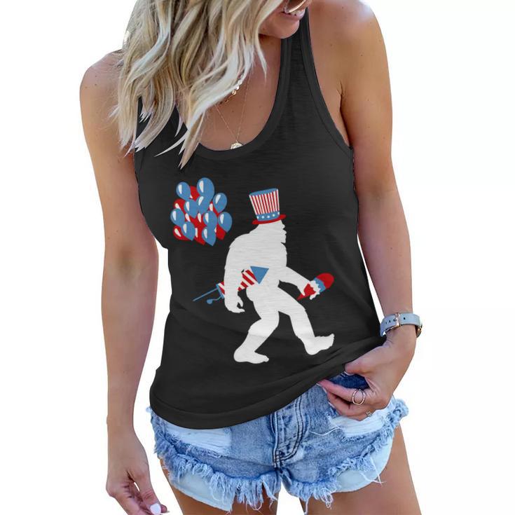 4Th Of July Bigfoot Baloons Firecracker Women Flowy Tank