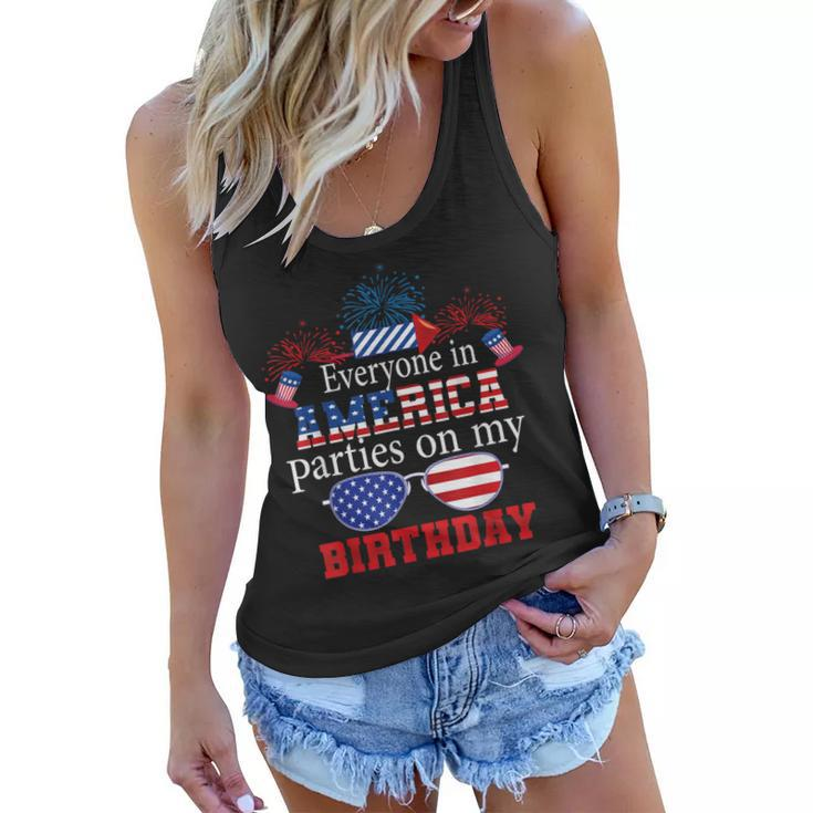 4Th Of July Birthday Gifts Funny Bday Born On 4Th Of July  Women Flowy Tank