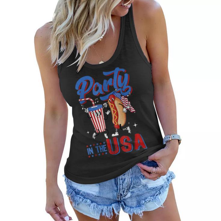 4Th Of July Food Party In The Usa Funny Hot Dog Lover  Women Flowy Tank