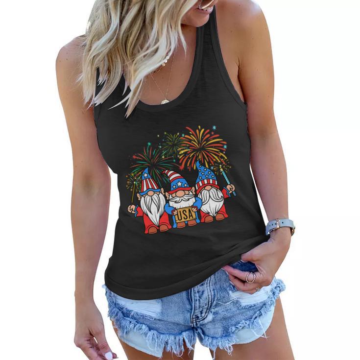 4Th Of July Funny Patriotic Gnomes Usa Pride American Flag Women Flowy Tank