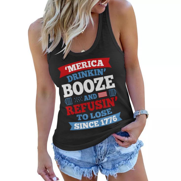 4Th Of July Merica Drinkin Booze 1776 Usa Women Flowy Tank