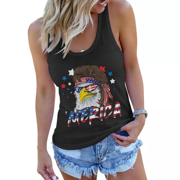 4Th Of July Merica Eagle Mullet Usa American Flag Gift Women Flowy Tank