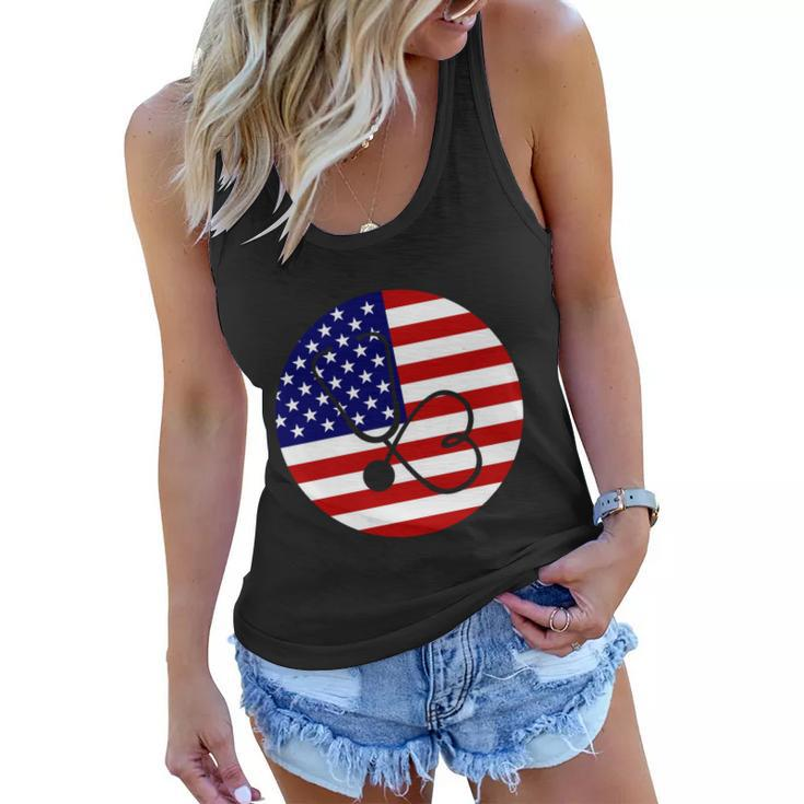 4Th Of July Nurse Independence Day Design Gift American Flag Gift Women Flowy Tank