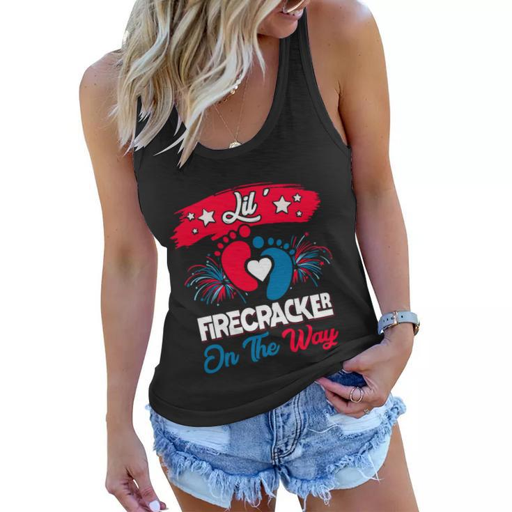4Th Of July Pregnancy Meaningful Gift Lil Firecracker On The Way Great Gift Women Flowy Tank