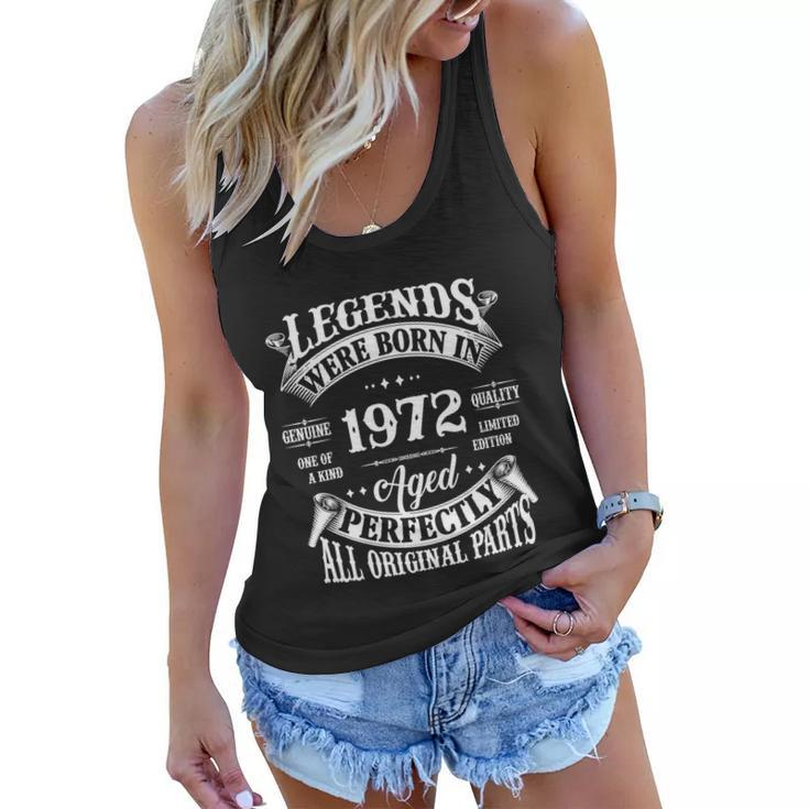 50Th Birthday Funny Gift Vintage Legends Born In 1972 50 Years Old Graphic Design Printed Casual Daily Basic Women Flowy Tank