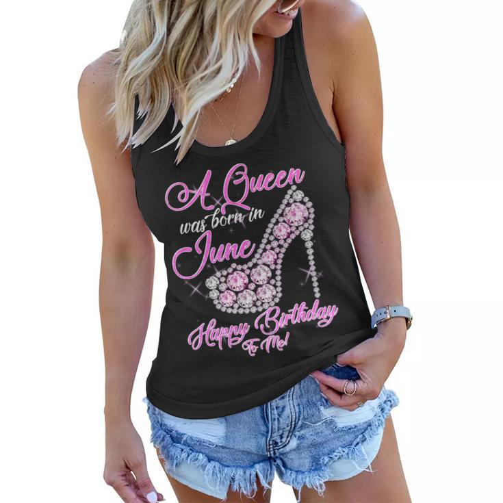A Queen Was Born In June Fancy Birthday Graphic Design Printed Casual Daily Basic Women Flowy Tank