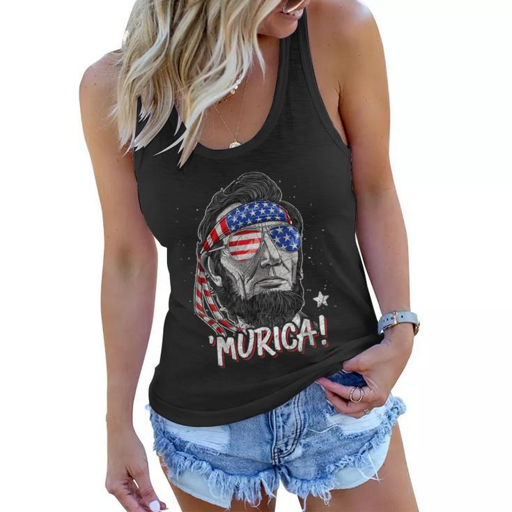 Abraham Lincoln 4Th Of July Murica Men Women American Flag Women Flowy Tank