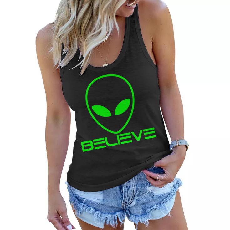 Alien Believe Funny Science V2 Women Flowy Tank