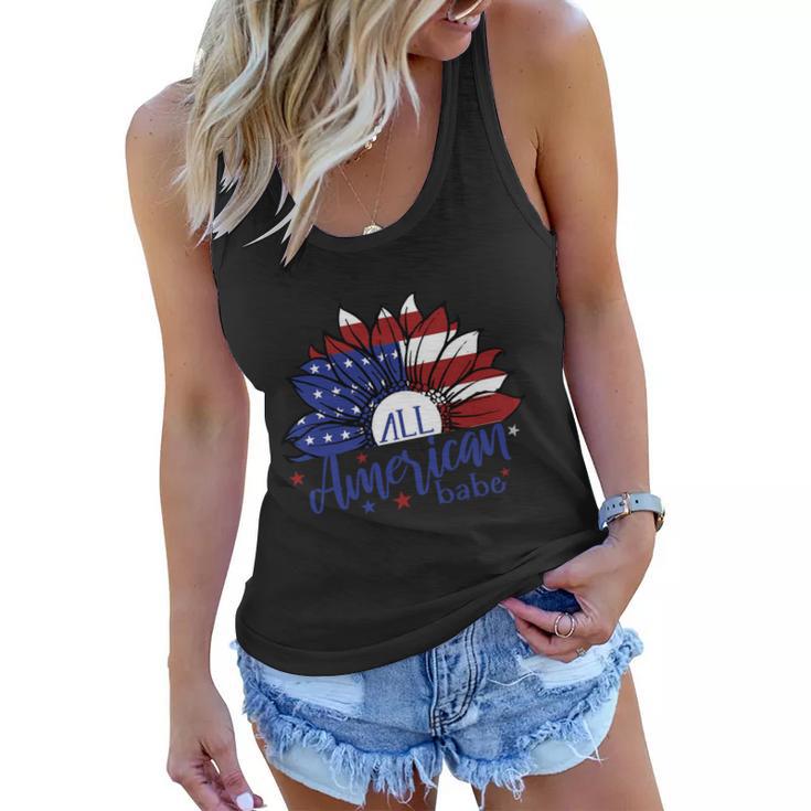 All American Babe Sunflower American Flag 4Th Of July Women Flowy Tank