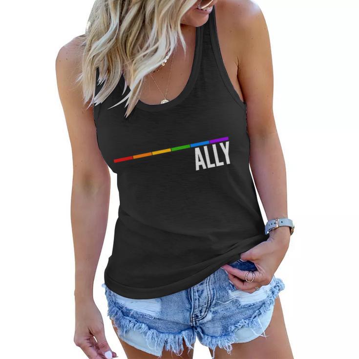 Ally Lgbt Support Rainbow Thin Line Tshirt Women Flowy Tank