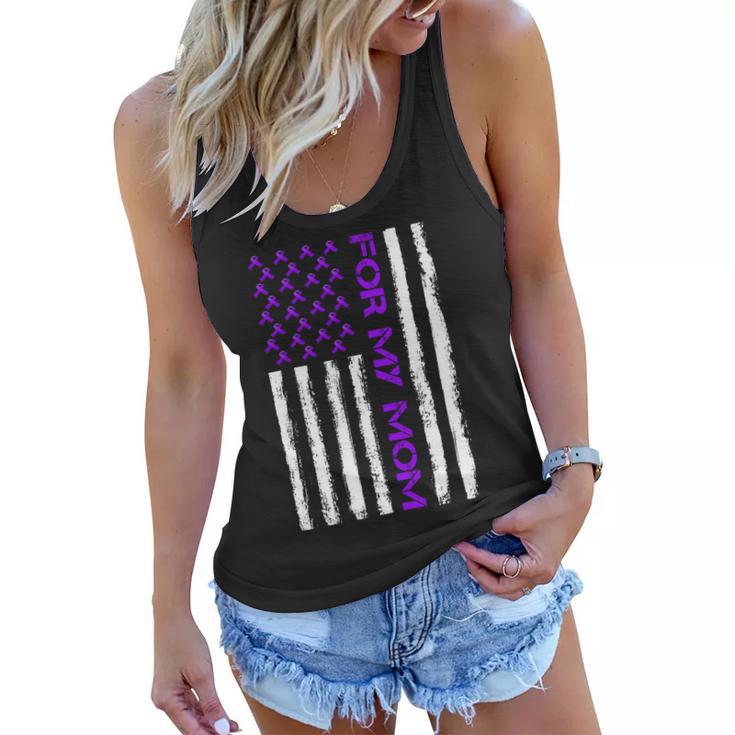 Alzheimers Awareness For My Mom Support Flag Women Flowy Tank