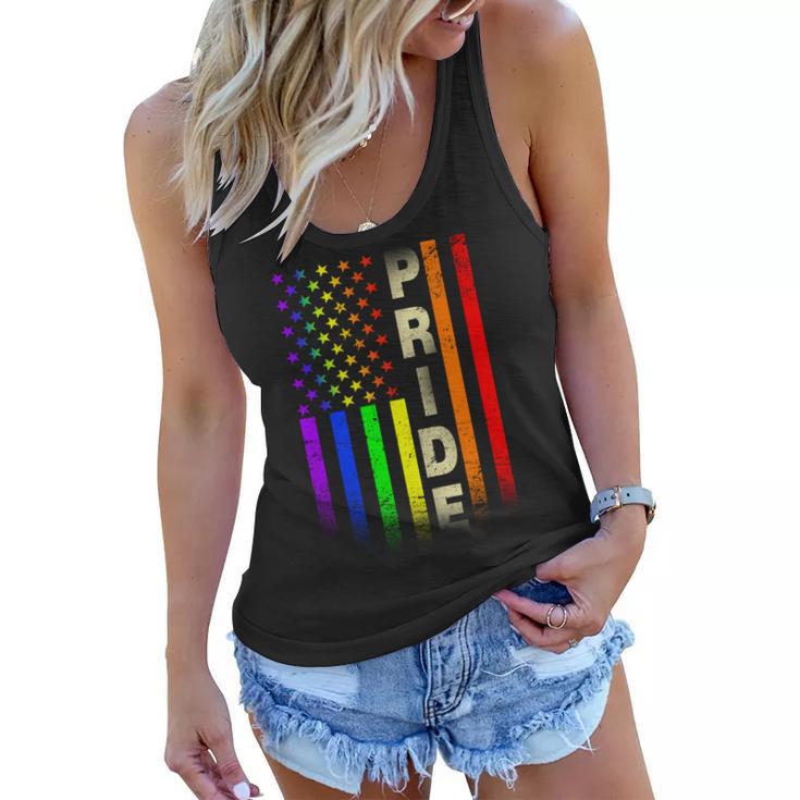 American Gay Pride Rainbow Flag Tshirt Women Flowy Tank