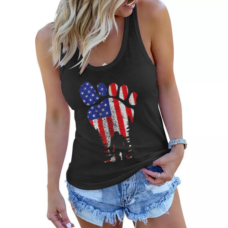 American Usa Flag Bigfoot Sasquatch Patriotic 4Th Of July Women Flowy Tank