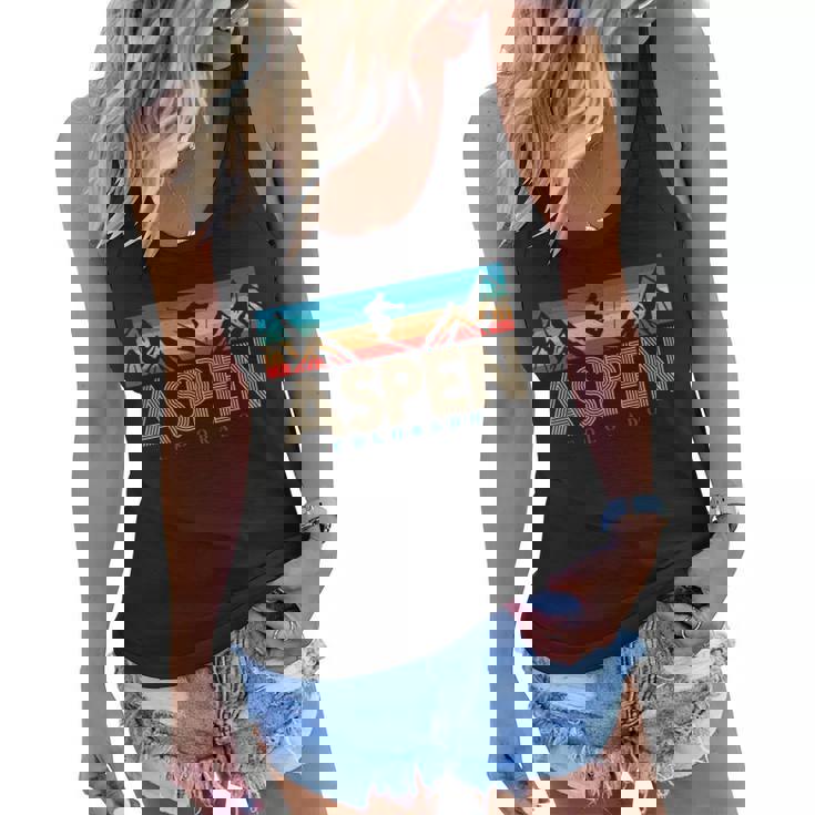 Aspen Colorado Ski Sunset Mountain Women Flowy Tank