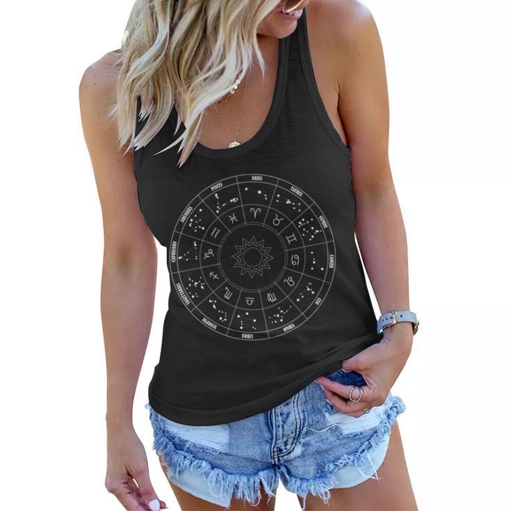 Astrology - Zodiac Circle With Astrology Sings Women Flowy Tank