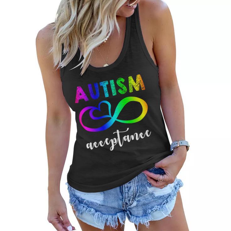 Autism Acceptance Rainbow Tshirt Women Flowy Tank