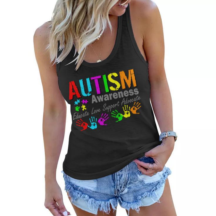 Autism Awareness Educate Love Support Advocate Tshirt Women Flowy Tank