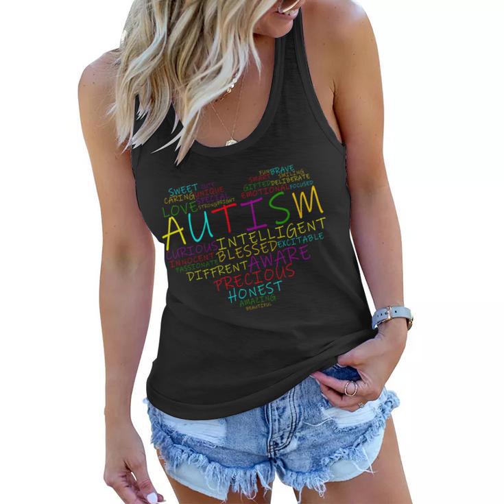 Autism Awareness Heart Words Of Love Women Flowy Tank