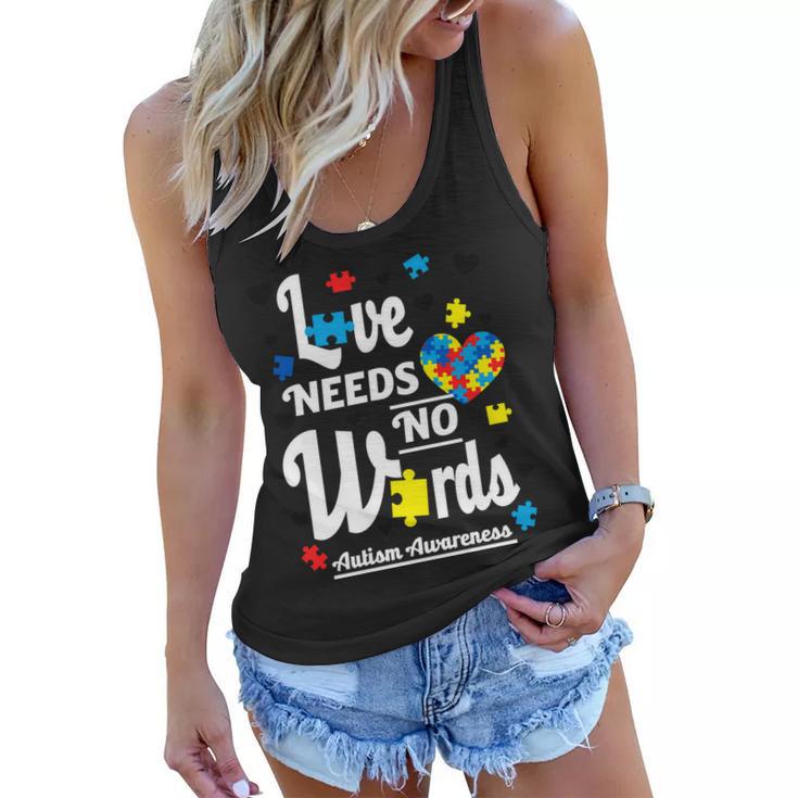 Autism Love Needs No Words Women Flowy Tank