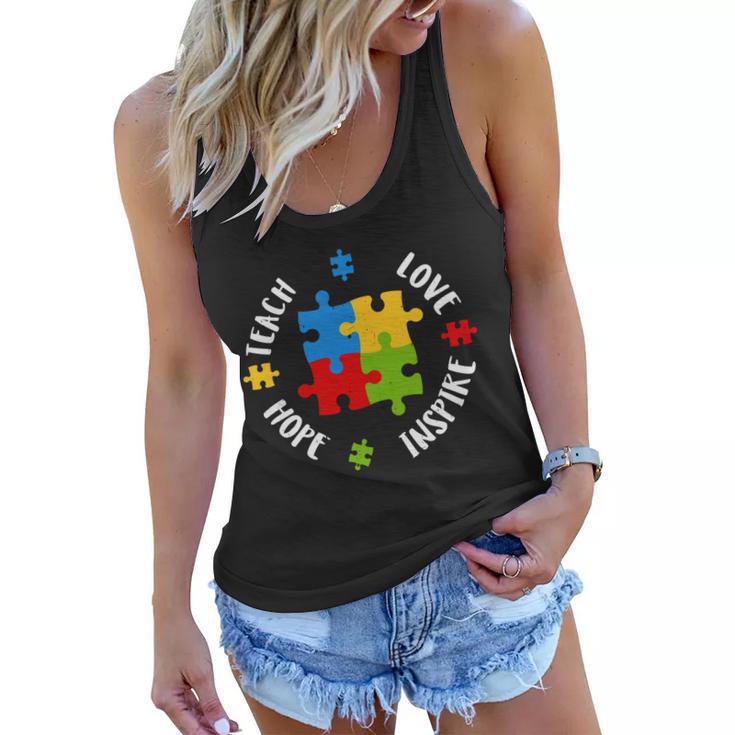 Autism Teacher Teach Love Hope Inspire Tshirt Women Flowy Tank