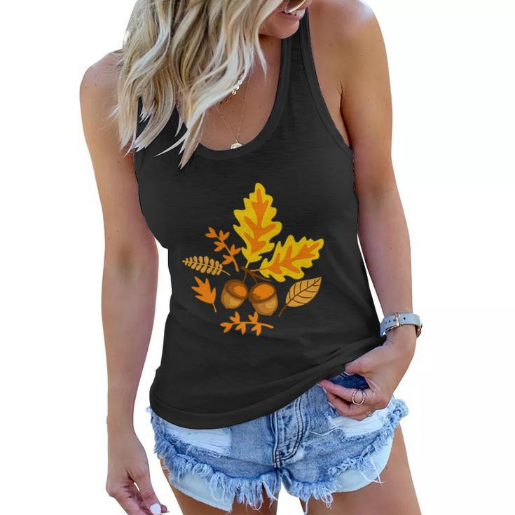 Autumn Leaves And Acorns Fall For Thanksgiving Cute Graphic Design Printed Casual Daily Basic Women Flowy Tank