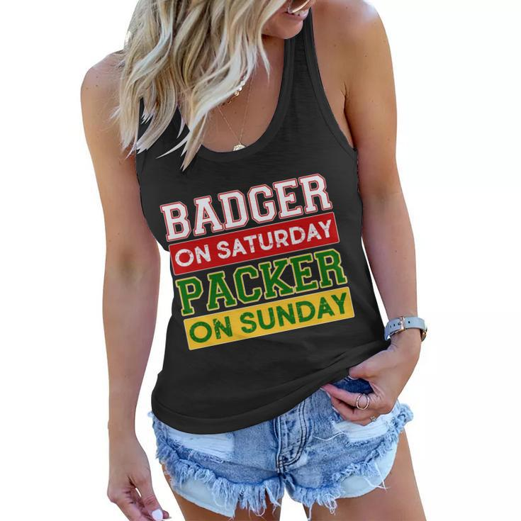 Badger On Saturday Packer On Sunday Tshirt Women Flowy Tank