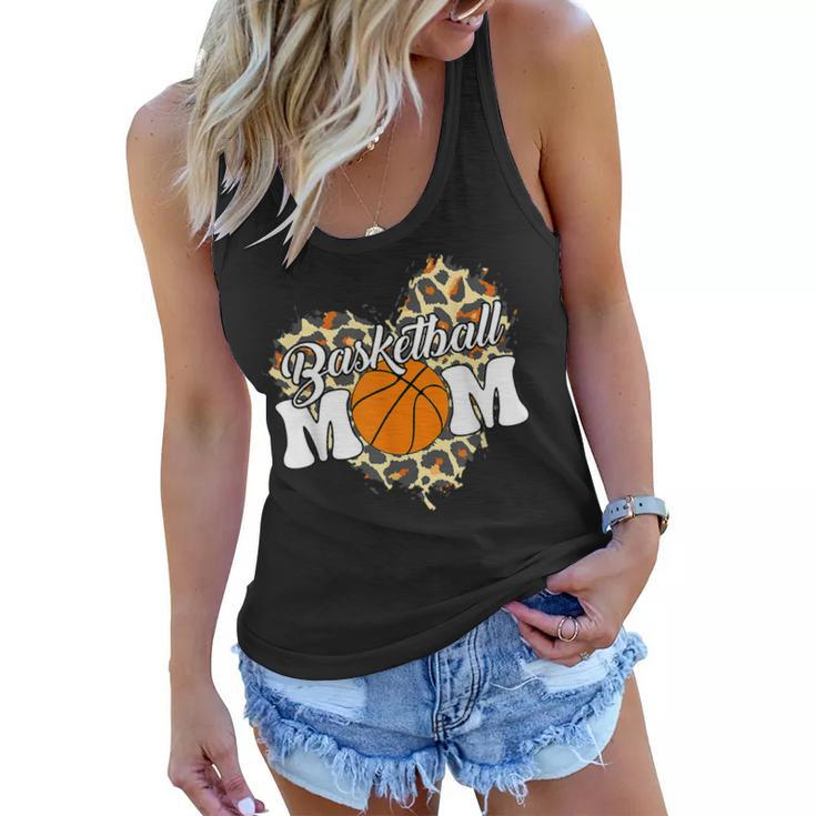 Basketball Mom Mothers Day Leopard Heart Baket Mom  Women Flowy Tank