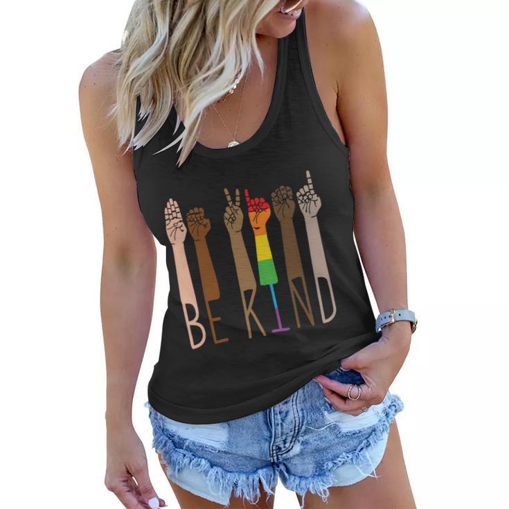 Be Kind Sign Language Rainbow Pride Month Lgbt Women Flowy Tank