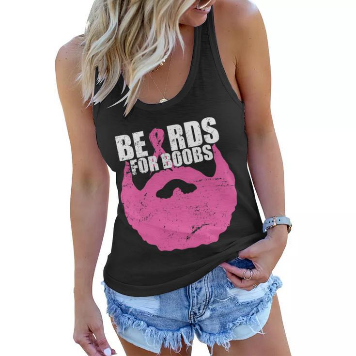 Beards For Boobs Breast Cancer Tshirt Women Flowy Tank